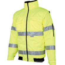 2015 fashion Design Hi-VI Reflective Safety Padding Jacket/Coat with Hat